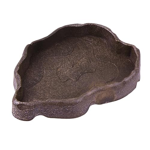 VICASKY Reptilien Futterschale aus Harz Wasserschale für Schildkröten Eidechsen und Kleine Haustiere Kompakt für Snacks und Wasser S Tiefbraun von VICASKY