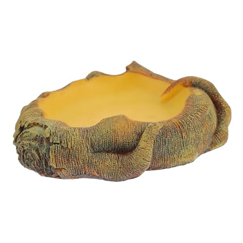 VICASKY Reptilien Wassernapf mit Holzmaserung Optik Stabile Futter und Wasserschale für Terrarien Kippsicheres Reptilienbox Zubehör für Schildkröten Eidechsen und Bartagamen von VICASKY