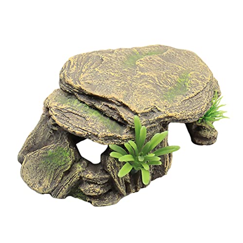 VICASKY Resin Aquarium Ornament Fischbecken Dekoration Reptilien Terrasse Langlebig Umweltfreundlich für Terrarien und Aquarien Zubehör Realistischer Felsen mit Natürlichem Look von VICASKY