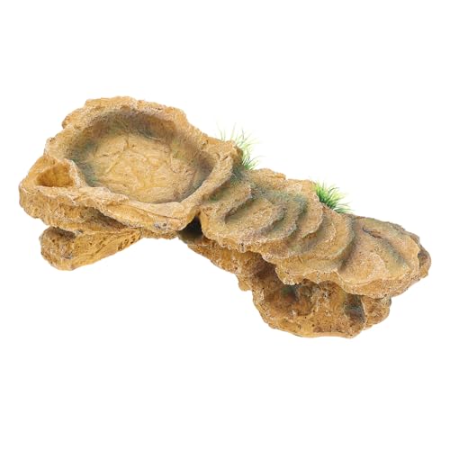 VICASKY Resin Schildkröten Sonnenplattform mit Versteckhöhle Reptilien Höhle für Aquarium Kleines Leichtes Versteck für Schildkröten und Echsen Sichere Deckung Dekorative Terrarien von VICASKY