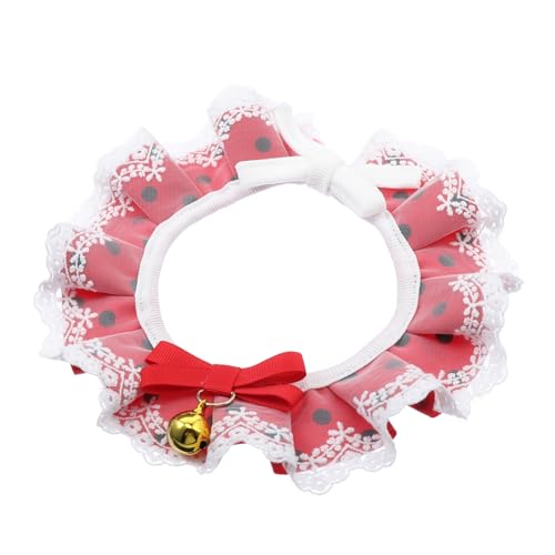 VICASKY Rotes Katzenhalsband mit Spitzen Schleife und Glocke Atmungsaktives Verstellbares Accessoire für Haustiere Geeignet für Katzen und Kätzchen für Partys Weihnachten Hochzeiten und von VICASKY