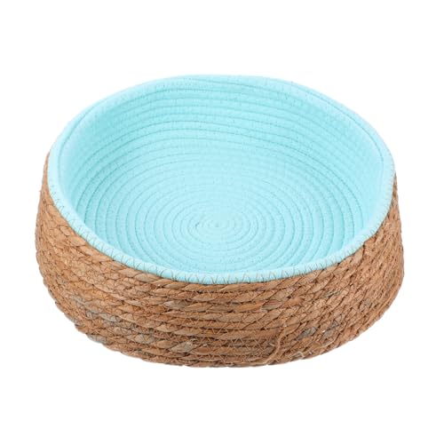 VICASKY Rundes Wicker Haustierbett für Hunde und Katzen Atmungsaktive Schlafmatte aus Natürlichem Material für Kleine Hunde Kätzchen und Kratzfest und Langlebig von VICASKY