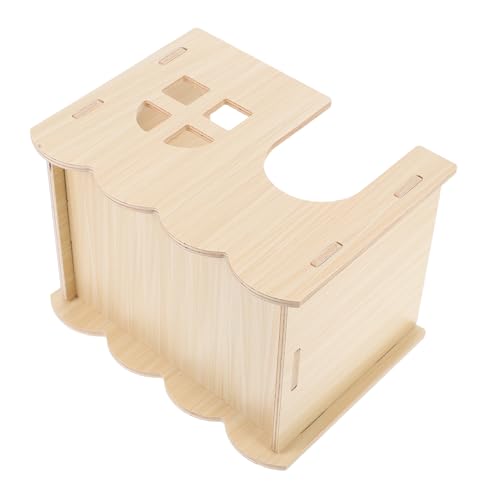 VICASKY Rustikales Holz hamsterhaus mit Mehreren Kammern Unbemalt Langlebig und Stabil als Versteck und Spielplatz für Zwerghamster Rennmäuse und Kleine Haustiere Natürliches von VICASKY