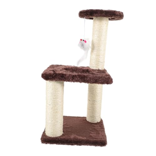 VICASKY Stabiler Lagiger Kratzbaum mit Hängeball Mehrschichtiges Katzen Kratzspielzeug für Indoor Rutschfester Kratzpfosten für Katzen Platzsparende Kletterplattform in Braun VICASKY Stabiler Lagiger Kratzbaum mit Hängeball Mehrschichtiges Katzen Kratzspielzeug für Indoor Rutschfester Kratzpfosten für Katzen Platzsparende Kletterplattform in Braun von VICASKY