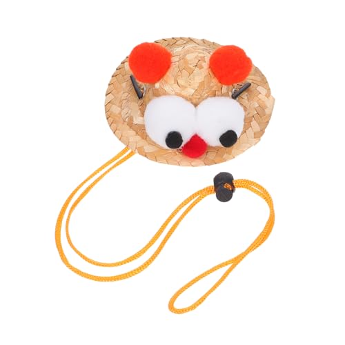 VICASKY Strohhut Für Hamster Mit Kleinen Tieren: Winzige Mütze Mit Verstellbarem Riemen Und 3D-Augen – Süße Partykleidung, Kaninchen, Lustiges Stoffhasenkostüm, Urlaubsaccessoires von VICASKY