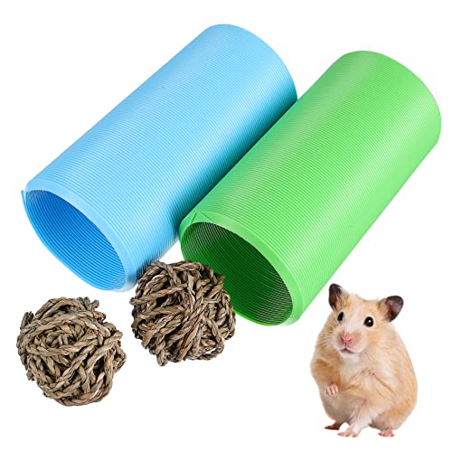 VICASKY Teleskoprohr Hamstertunnel handgewebte Grasbälle Hamster -Versteck Haustier groß Hamster hamsterspielzeug schlauchband Hamsterröhren Haustier-Tunnel Ball: Gras von VICASKY