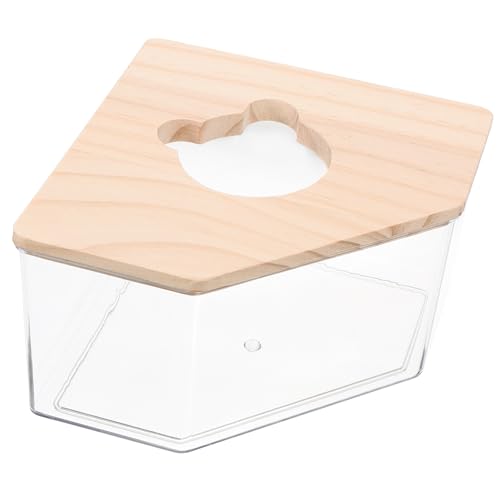 VICASKY Transparenter Hamster Sandbadbehälter aus klarem Kunststoff mit Holzdeckel Multifunktionale Kleintier badewanne als Sandbad und Toilette Geeignet für Hamster Rennmäuse Mäuse und von VICASKY