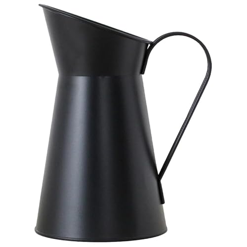 VICASKY Vintage Milchkanne in Schwarz - Rustikale Blumentopf Kanne Aus Metall - Dekorative Krugvase Für Shabby Chic Und Landhausstil Ideal Als Tischdeko Für Wohnzimmer Und Büro von VICASKY