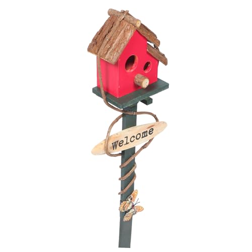 VICASKY Vogelhaus Auf Pfahl Für Gartendekoration Dekorativer Pfahl Aus Rattanmaterial Mit Vogelnest Für Den Hof von VICASKY