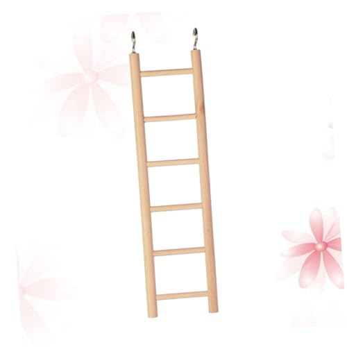 VICASKY Vogelkäfig Leiter Holzspielzeug mit Metallhaken Natürliche Vogelleiter und Schaukel für Wellensittich Papagei und Kleintiere Stufige Klettertreppe Sicheres Kauspielzeug und von VICASKY