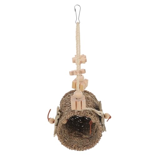 VICASKY Vogelspielzeug aus Rattan zum Aufhängen Kauspielzeug für Papageien und Sittiche Natürlicher Futter und Beschäftigungstunnel mit Holzperlen Fördert Beschäftigung und Körperliche von VICASKY