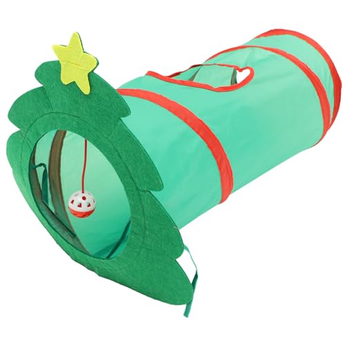 VICASKY Weihnachtlicher Katzentunnel aus Strapazierfähigem Polyester Faltbares Katzenversteck und Spieltunnel für Drinnen Bietet Privaten Rückzugsort und Bewegungsspielzeug für Katzen von VICASKY