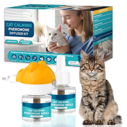 VICSOM 3-in-1 Pheromone Diffuser Katzen - 60 Tage Pheromone Katzen Steckdose für Katzen Anti Stress, Katzen Beruhigung, 48ml Katzen Pheromone Diffuser (1 Diffuser + 2 Nachfüller) von VICSOM