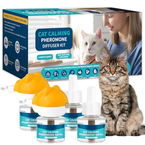 VICSOM 6-in-1 Pheromone Diffuser Katzen - 120 Tage Pheromone Katzen Steckdose für Katzen Anti Stress, Katzen Beruhigung, 48ml Katzen Pheromone Diffuser (2 Diffuser + 4 Nachfüller) von VICSOM
