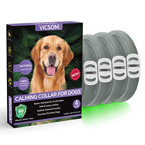 VICSOM Beruhigendes Hundehalsband, leuchtendes beruhigendes Halsband für Hunde, Pheromon-Halsband für Hunde, verstellbar, wasserdicht, natürliche Angstlinderung, Anti-Stress-Halsband mit 60 Tagen von VICSOM