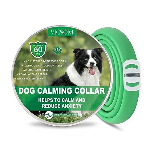 VICSOM Beruhigungshalsband für Hunde, Beruhigungshalsband Hunde, Beruhigungshalsband Hund, Wasserdicht Einstellbare Beruhigungsmittel für Hunde mit Pheromonen Natürliche für Hunde Aller Größen Grün von VICSOM