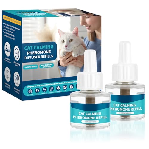 VICSOM Nachfüllset für Katzen-Pheromone, beruhigende Nachfüllpackung, 60 Tage, Anti-Angstlinderung, Stress, langer, ruhiger Effekt, 48 ml, passend für alle gängigen Diffusoren, 2 Stück von VICSOM
