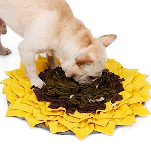 VICTORIE Hund Schnüffelteppich Riechen Trainieren Geruchsempfindung Matte Schadstofffreies Intelligenz Hundespielzeug Nahrungssuche Sonnenblume für Haustier Hunde Katzen von VICTORIE
