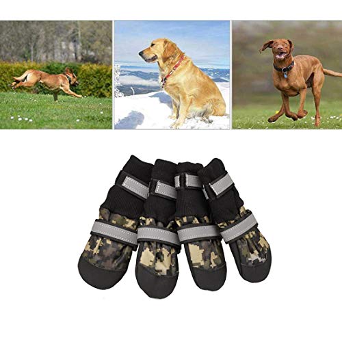 VICTORIE Hundeschuhe Pfotenschutz Regenschutz Hundestiefel wasserdicht für Haustier mittlere und große Hunde 4 Stücke Tarnfarbe XXL von VICTORIE