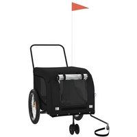 VidaXL Fahrradanhänger Hund 134 x 68 x 74 cm (L x B x H) schwarz von VIDAXL