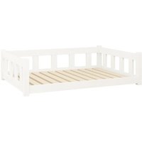 VidaXL Hundebett Massivholz Kiefer weiß/ beige 75,5 cm, 28 cm, 1,055 m von VIDAXL