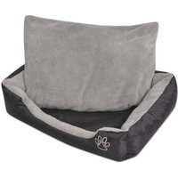 VidaXL Hundebett mit gepolstertem Kissen Schwarz/Grau 48 cm, 65 cm, 18 cm von VIDAXL