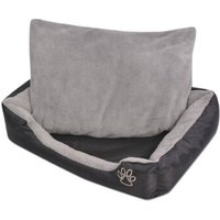 VidaXL Hundebett mit gepolstertem Kissen Schwarz/Grau 58 cm, 75 cm, 19 cm von VIDAXL