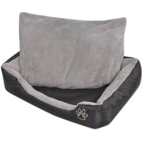 VidaXL Hundebett mit gepolstertem Kissen Schwarz/Grau 70 cm, 90 cm, 20 cm von VIDAXL