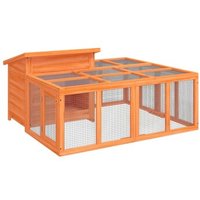 VidaXL Kaninchenstall 144x123x67,5 cm (L x B x H) naturfarben von VIDAXL