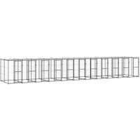 VidaXL Outdoor-Hundezwinger Stahl mit Dach schwarz 12,1 m, 2,2 m, 1,8 m von VIDAXL