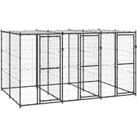 VidaXL Outdoor-Hundezwinger Stahl mit Dach schwarz 3,3 m, 2,2 m, 1,8 m von VIDAXL