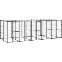 VidaXL Outdoor-Hundezwinger Stahl mit Dach schwarz 5,5 m, 2,2 m, 1,8 m von VIDAXL