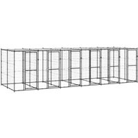 VidaXL Outdoor-Hundezwinger Stahl mit Dach schwarz 6,6 m, 2,2 m, 1,8 m von VIDAXL