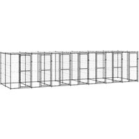 VidaXL Outdoor-Hundezwinger Stahl mit Dach schwarz 7,7 m, 2,2 m, 1,8 m von VIDAXL