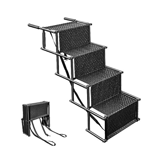 Tragbare Hundetreppe für Große Hunde, Haustierleiter, Hundeauto-Stufen mit Rutschfester Oberfläche für Hohe Betten, LKWs, Autos und SUV, Trägt Bis zu 200 Pfund von VIDECOR