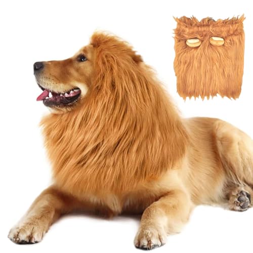 VIDSTW Lions Mane mit Realistische Ohren für Hundekostüm Halloween Löwenmähne Perücke Hundekostüm Einstellbar Löwenmähne Hund Halloween Kostüm Hund für Halloween Haustier Verkleiden (Hellbraun) VIDSTW Lions Mane mit Realistische Ohren für Hundekostüm Halloween Löwenmähne Perücke Hundekostüm Einstellbar Löwenmähne Hund Halloween Kostüm Hund für Halloween Haustier Verkleiden (Hellbraun) von VIDSTW