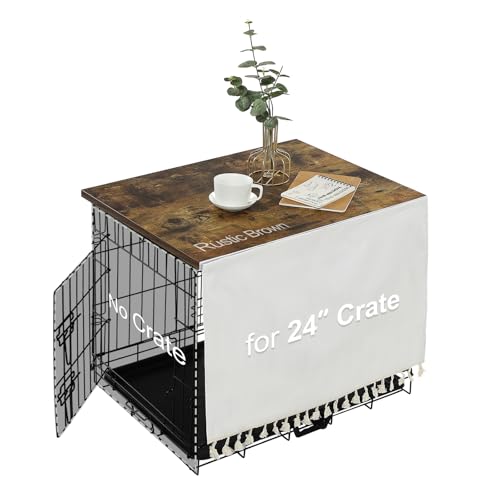 AMAN Hundekäfig-Topper aus Holz für 61 cm Käfige, Hundebox Tischdekoration mit Quastenvorhang, rustikaler Stil Hundehütte Topper AMAN Hundekäfig-Topper aus Holz für 61 cm Käfige, Hundebox Tischdekoration mit Quastenvorhang, rustikaler Stil Hundehütte Topper von VIE DE AMAN