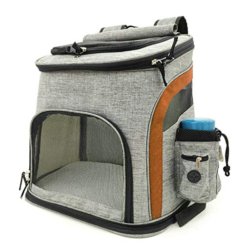 VIGAN Mesh Dog Bag Atmungsaktiver Hunderucksack Cat-Tragetasche mit großer Kapazität Pet Carrier (Grey-orange) von VIGAN