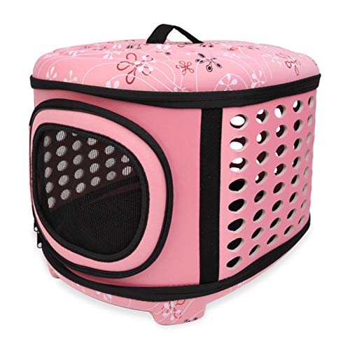 VIGAN Pet Dog Cat Carrier Side Faltbare Reisetasche Umhängetasche Tragbarer Käfig Zwinger (Pink) von VIGAN