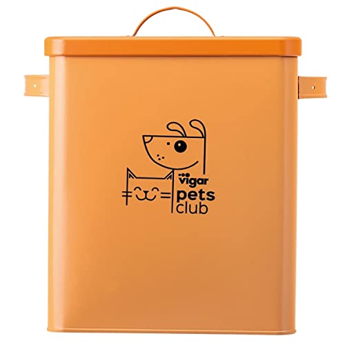 VIGAR – Futterbehälter – Pets Club Collection – 32 x 22 x 33 cm – 12 l – groß – Eimer aus verzinktem Eisen und Silikon – hermetischer Deckel – Orange VIGAR – Futterbehälter – Pets Club Collection – 32 x 22 x 33 cm – 12 l – groß – Eimer aus verzinktem Eisen und Silikon – hermetischer Deckel – Orange von VIGAR
