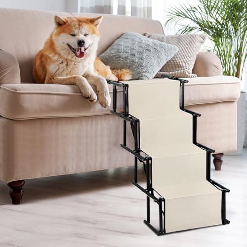 Hundetreppe für kleine oder große Hunde, phosphoreszierende Markierung, faltbar, ideal für Gelenke, geeignet für alle Autos, rutschfeste Oberfläche, Beige Hundetreppe für kleine oder große Hunde, phosphoreszierende Markierung, faltbar, ideal für Gelenke, geeignet für alle Autos, rutschfeste Oberfläche, Beige von VIIROUD