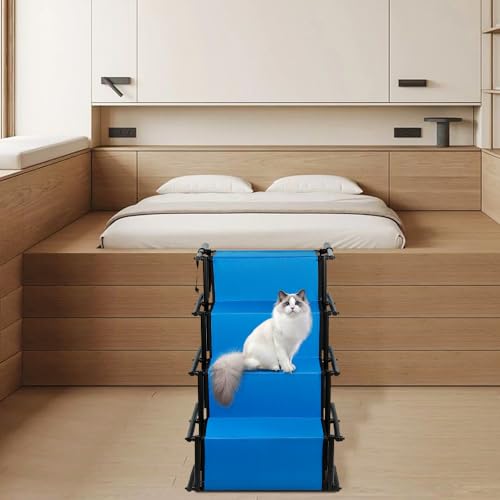 Hundetreppe für kleine oder große Hunde, phosphoreszierende Markierung, faltbar, ideal für Gelenke, geeignet für alle Autos, rutschfeste Oberfläche, Blau von VIIROUD