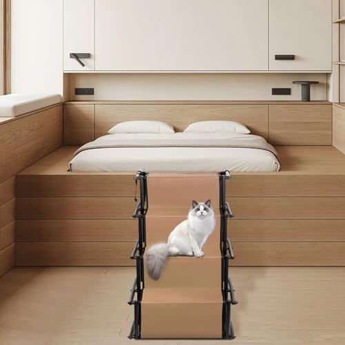 Hundetreppe für kleine oder große Hunde, phosphoreszierende Markierung, faltbar, ideal für Gelenke, geeignet für alle Autos, rutschfeste Oberfläche, Braun von VIIROUD