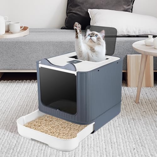 Katzentoilette, automatisch, selbstreinigend, groß für Katzen und Kaninchen, Katzentoilette aus Edelstahl, 44,5 x 36,5 x 34,5 cm, Weiß Katzentoilette, automatisch, selbstreinigend, groß für Katzen und Kaninchen, Katzentoilette aus Edelstahl, 44,5 x 36,5 x 34,5 cm, Weiß von VIIROUD