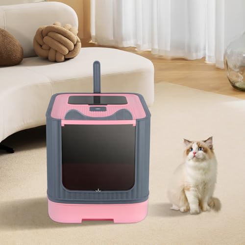 Katzentoilette, groß für Katzen und Kaninchen, Katzentoilette, Katzentoilette aus Edelstahl, automatische Katzentoilette, selbstreinigend, 44,5 x 36,5 x 34,5 cm, Rosa Katzentoilette, groß für Katzen und Kaninchen, Katzentoilette, Katzentoilette aus Edelstahl, automatische Katzentoilette, selbstreinigend, 44,5 x 36,5 x 34,5 cm, Rosa von VIIROUD