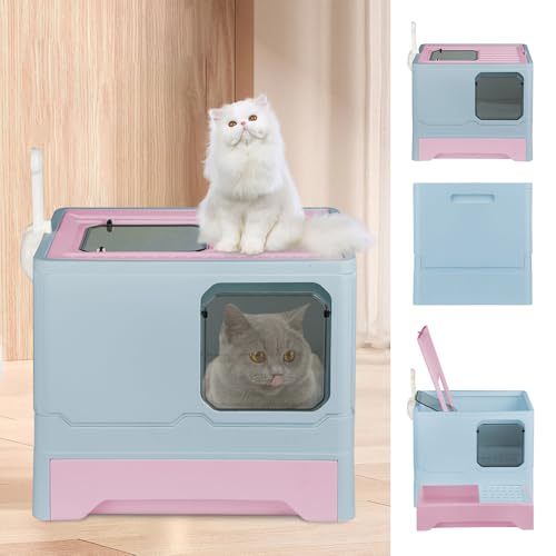 Katzentoilette geschlossen, großes Katzentoilette, faltbar, mit Deckel, Katzentoilette mit Flügeltür, 45 x 35 x 38 cm, PP, Blau Katzentoilette geschlossen, großes Katzentoilette, faltbar, mit Deckel, Katzentoilette mit Flügeltür, 45 x 35 x 38 cm, PP, Blau von VIIROUD
