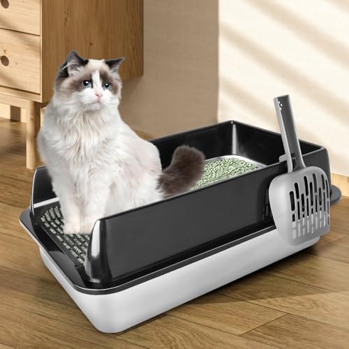 Katzentoilette groß – Katzentoilette – zieht keine Gerüche an – mit Schaufel, 50 x 35 x 24 cm, Schwarz von VIIROUD