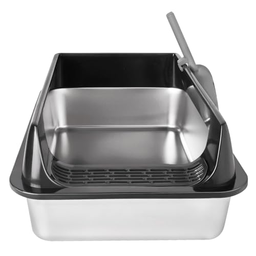 Katzentoilette groß – Katzentoilette – zieht keine Gerüche an – mit Schaufel 60 x 40 x 30 cm (groß), Schwarz von VIIROUD