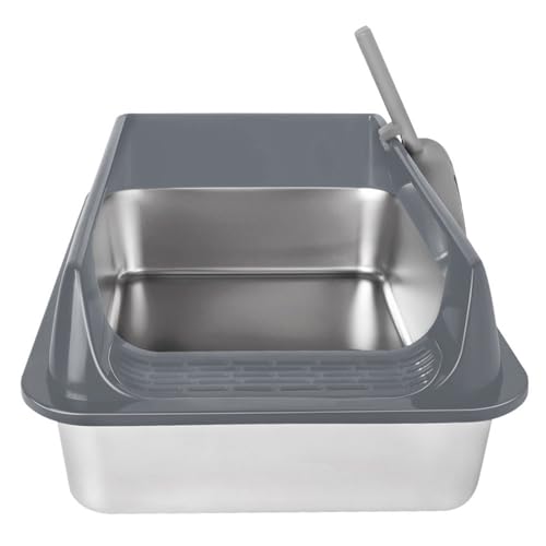 Katzentoilette groß – Katzentoilette – zieht keine Gerüche an – mit Schaufel 60 x 40 x 30 cm (große Größe), grau von VIIROUD