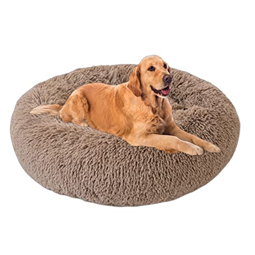 Plüsch-Hundebett, groß, mittelgroß, beruhigendes Nestbett, Katzenbetten, klein, rundes Hundebett für Welpen, Kätzchen, Kuschelbett, rutschfeste Unterseite, maschinenwaschbar, 100 cm, Khaki Plüsch-Hundebett, groß, mittelgroß, beruhigendes Nestbett, Katzenbetten, klein, rundes Hundebett für Welpen, Kätzchen, Kuschelbett, rutschfeste Unterseite, maschinenwaschbar, 100 cm, Khaki von VIKAUL